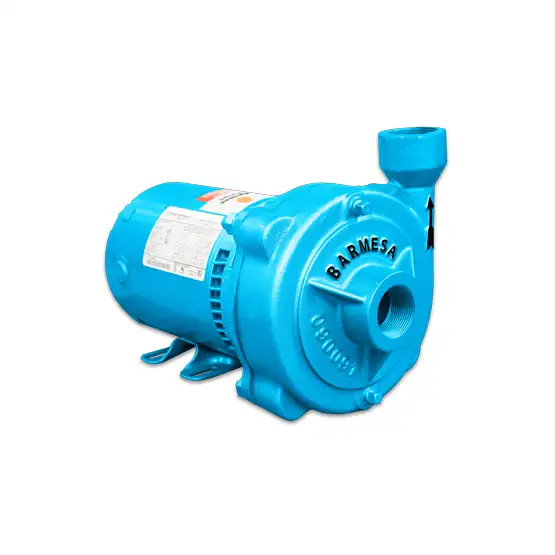 Vista frontal de la bomba centrífuga de alta presión modelo IC 1.5 de Barmesa Pumps, utilizada en sistemas que necesitan alta presión y eficiencia energética.