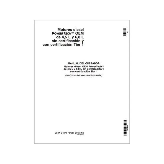 Portada de manual para motores John Deere