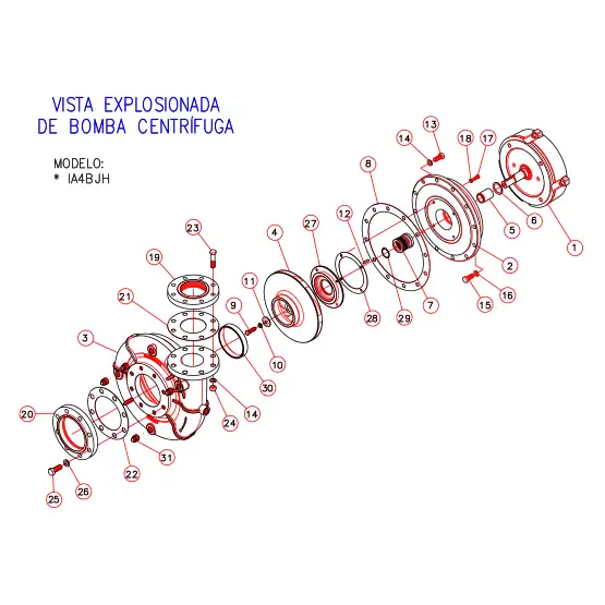 Vista derecha de la bomba centrífuga de alta presión modelo IA de Barmesa Pumps